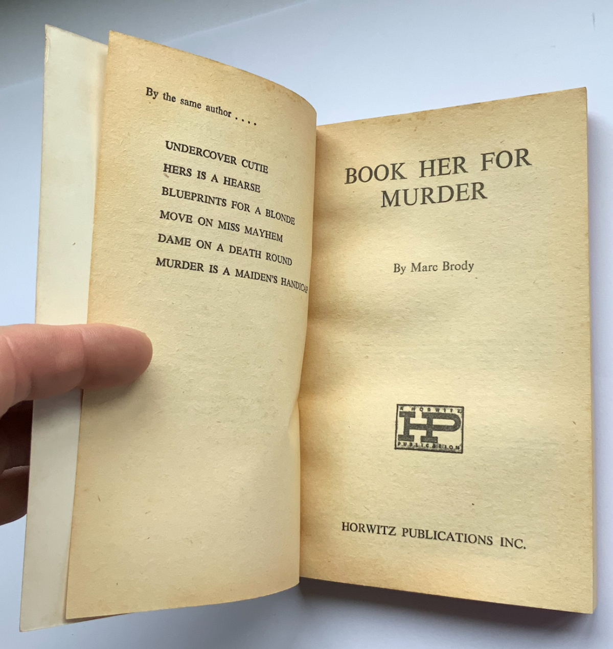 BOOK HER FOR MURDER Australian crime pulp fiction book by Marc Brody 1958